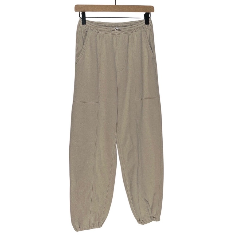 Abercrombie & Fitch Beige Seamed Jogger Sweatpants XS Tan Toggle Waist EUC